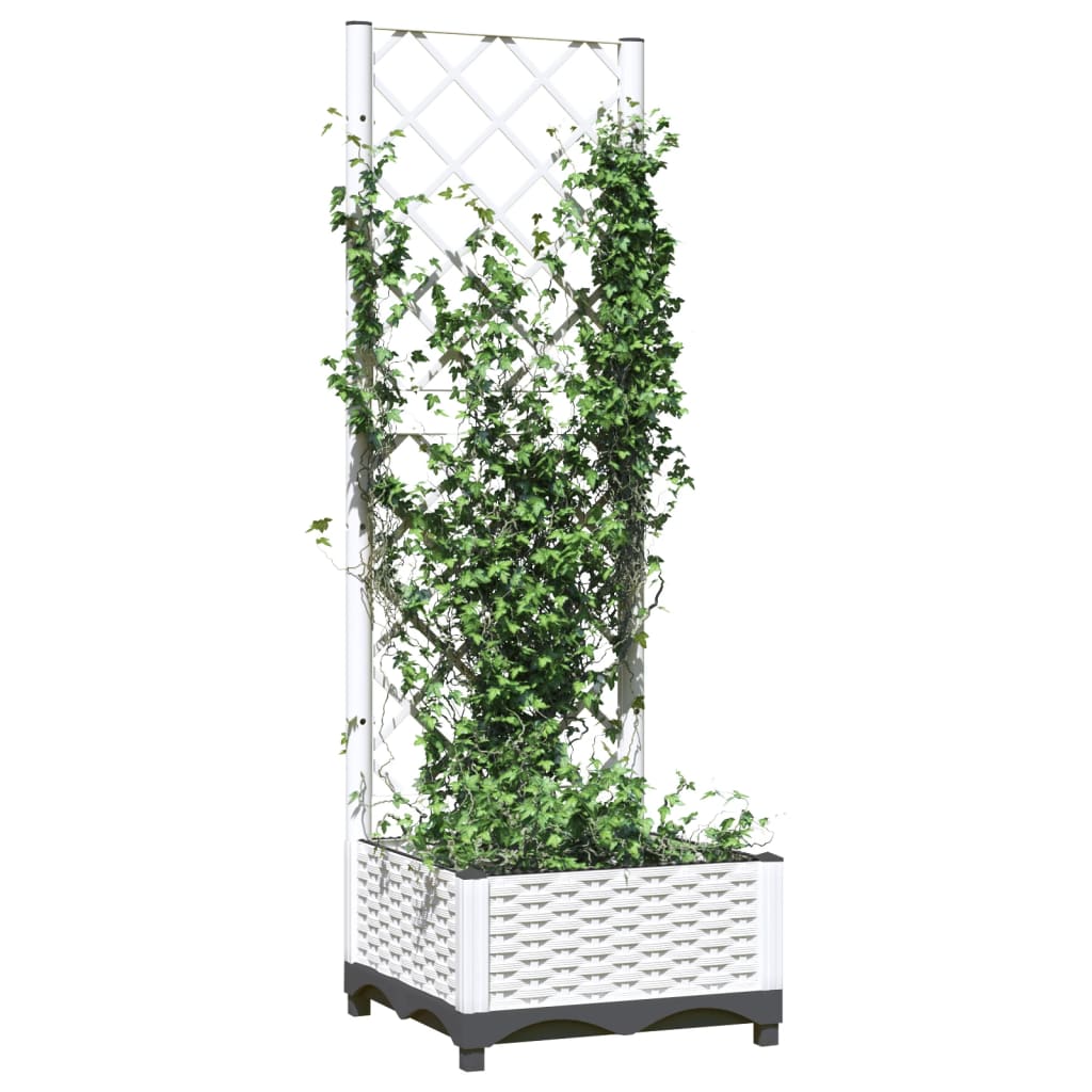 Fioriera da Giardino con Graticcio Bianco 40x40x121,5 cm PP | homemem39