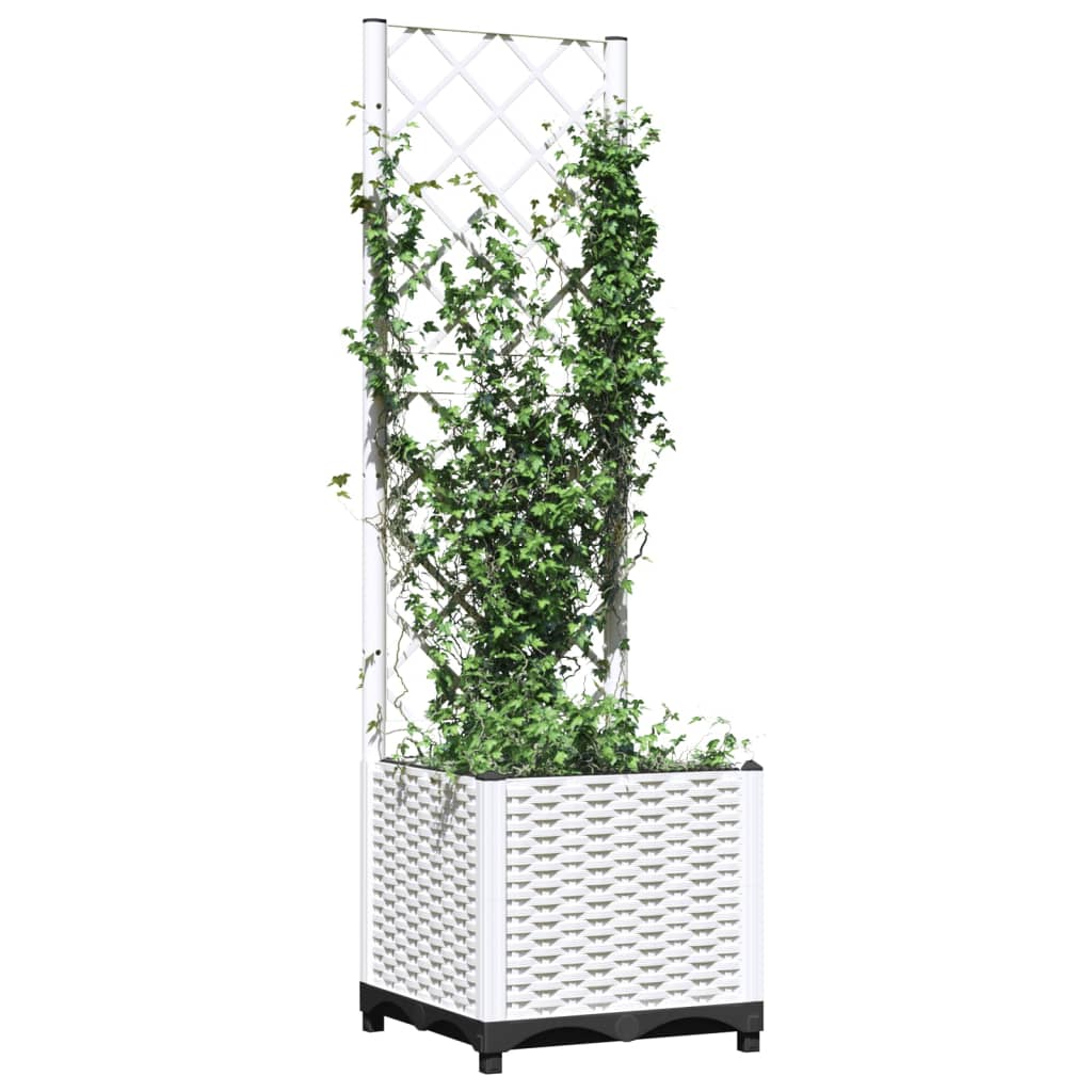 Fioriera da Giardino con Graticcio Bianco 40x40x136 cm PP | homemem39
