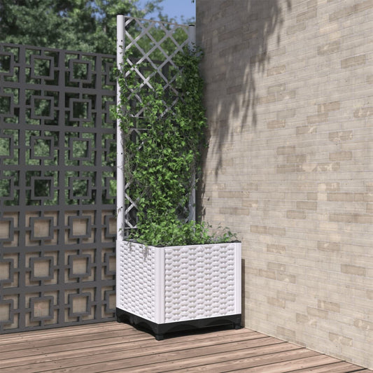 Fioriera da Giardino con Graticcio Bianco 40x40x136 cm PP | homemem39