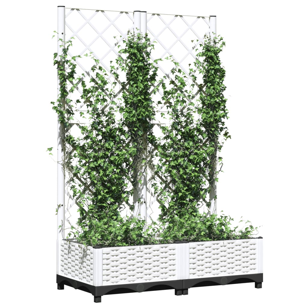 Fioriera da Giardino con Graticcio Bianco 80x40x121,5 cm PP | homemem39