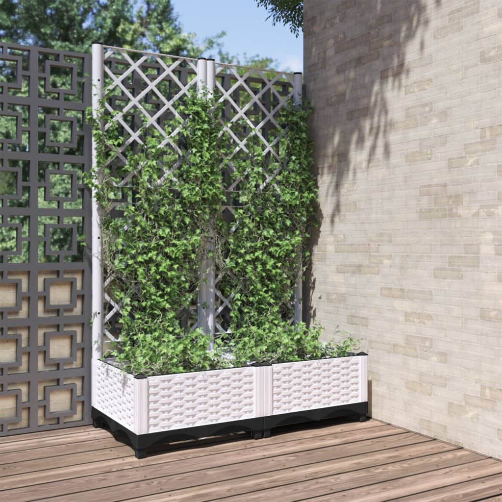 Fioriera da Giardino con Graticcio Bianco 80x40x121,5 cm PP | homemem39
