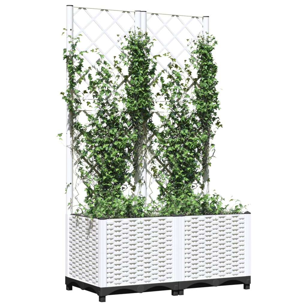 Fioriera da Giardino con Graticcio Bianco 80x40x136 cm PP | homemem39