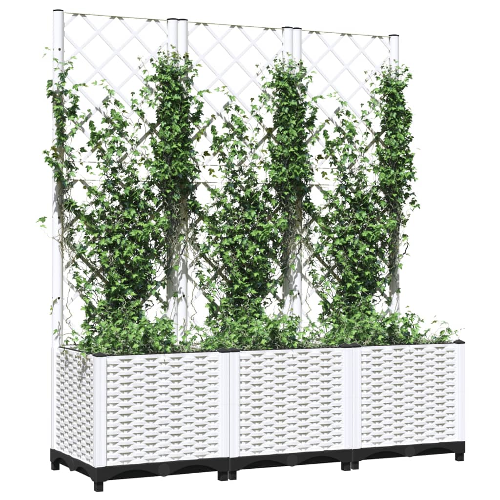 Fioriera da Giardino con Graticcio Bianco 120x40x136 cm PP - homemem39