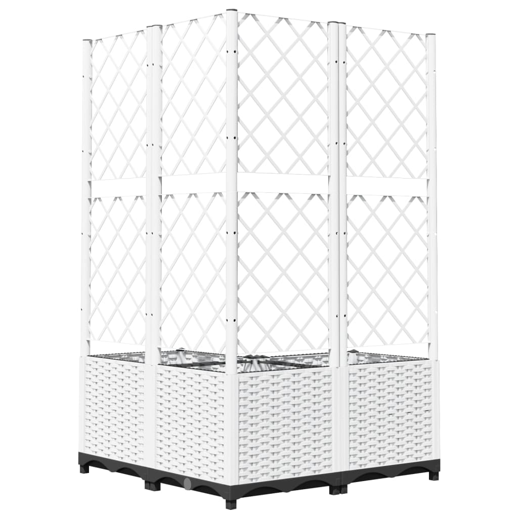 Fioriera da Giardino con Graticcio Bianco 80x80x136 cm PP | homemem39