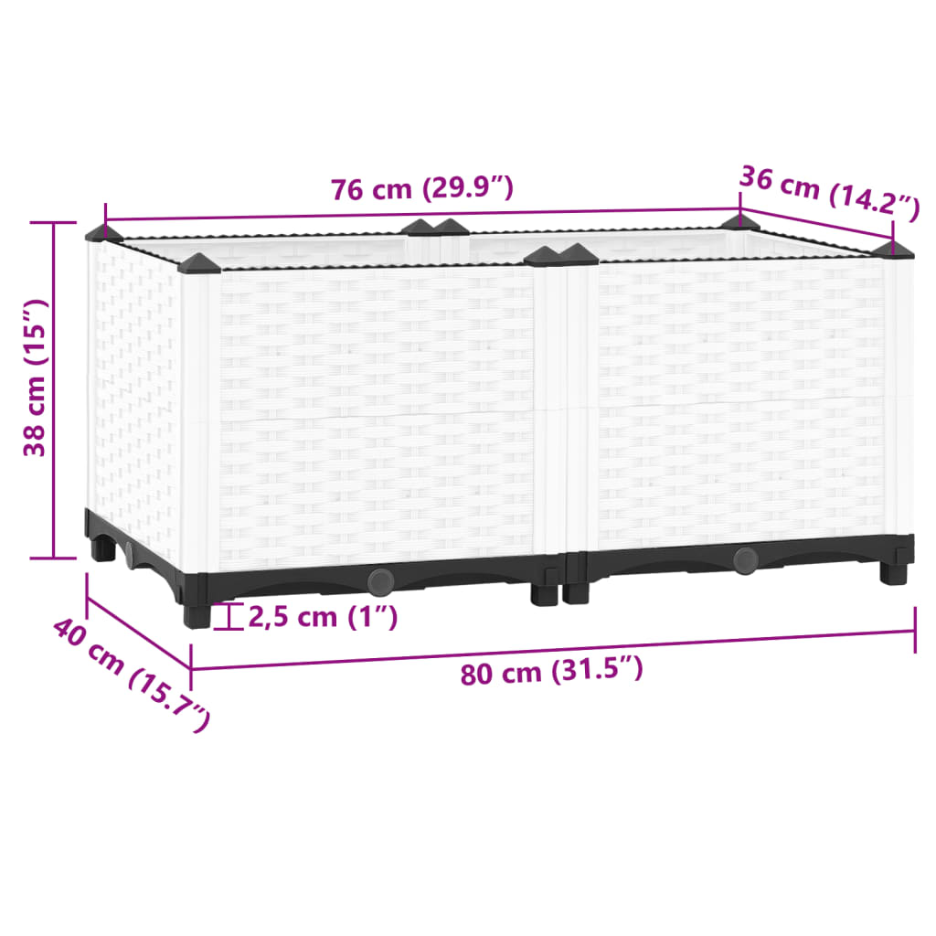 Fioriera Rialzata 80x40x38 cm in Polipropilene - homemem39