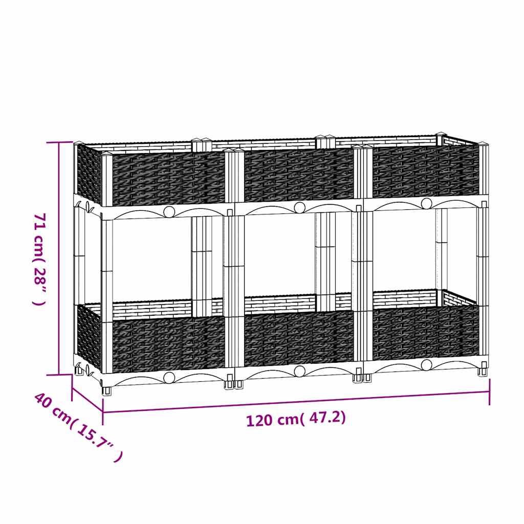 Fioriera Rialzata 120x40x71 cm in Polipropilene