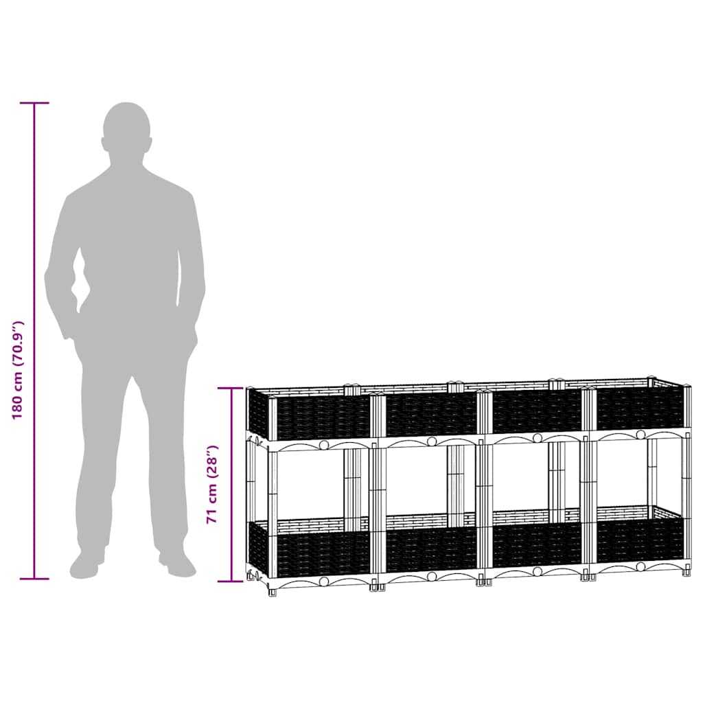 Fioriera Rialzata 160x40x71 cm in Polipropilene