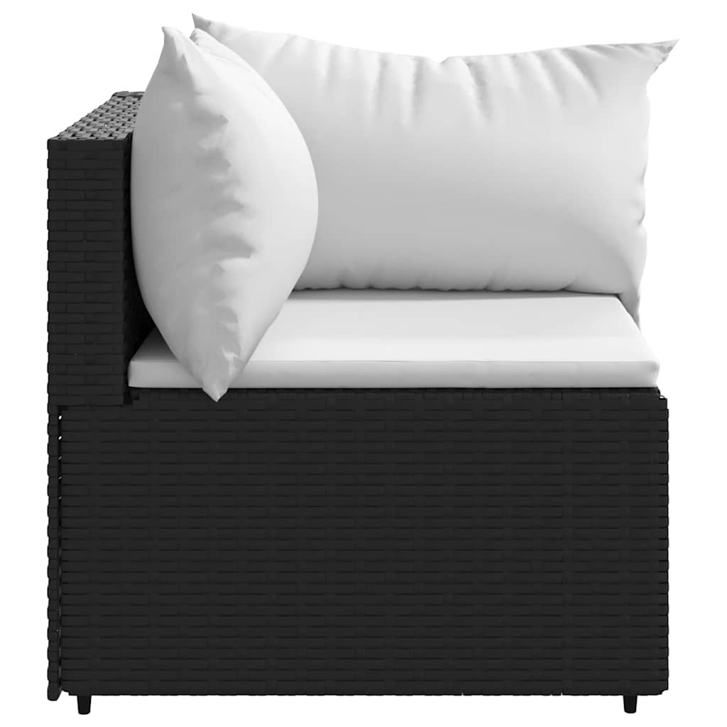 Divani Angolari da Giardino con Cuscini 2pz in Polyrattan Nero - homemem39