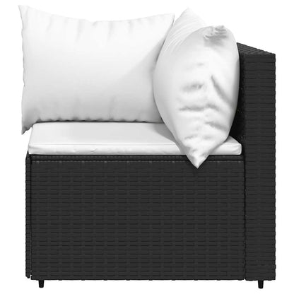 Set Divani da Giardino 3 pz con Cuscini Nero in Polyrattan | homemem39