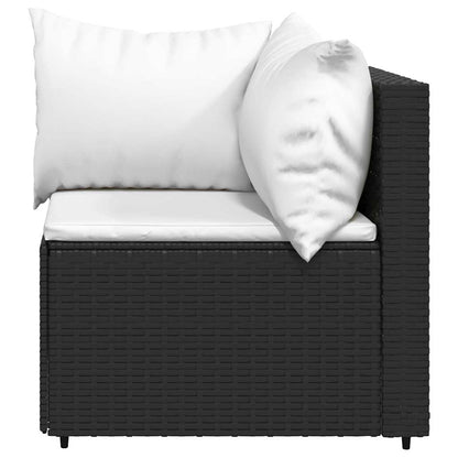 Set Divani da Giardino 4 pz con Cuscini Nero in Polyrattan | homemem39