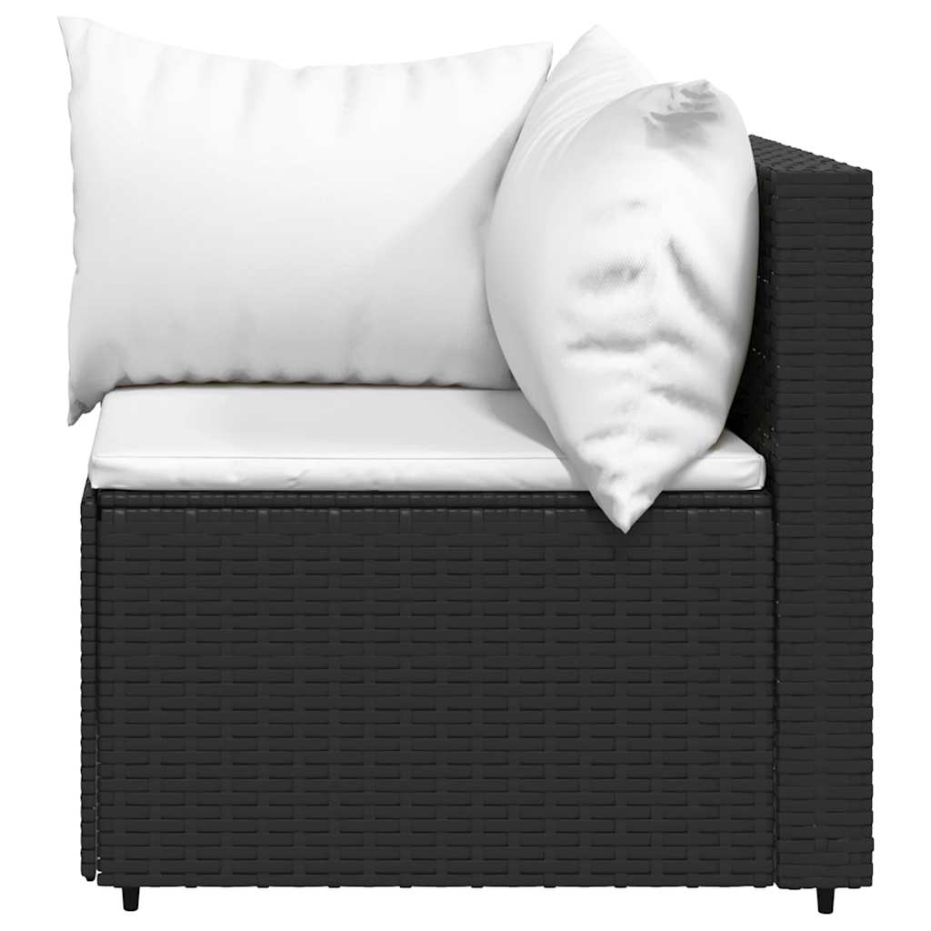 Set Divani da Giardino 3 pz con Cuscini Nero in Polyrattan | homemem39