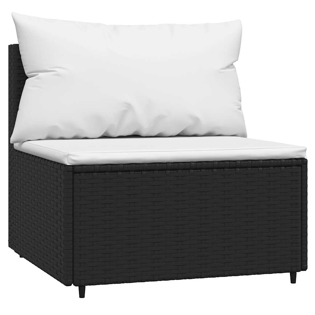 Set Divani da Giardino 4 pz con Cuscini Nero in Polyrattan | homemem39