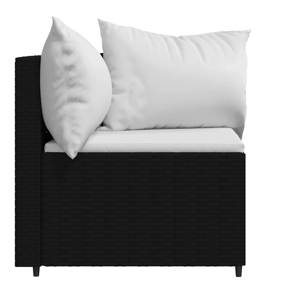 Divani Angolari da Giardino con Cuscini 2pz in Polyrattan Nero - homemem39
