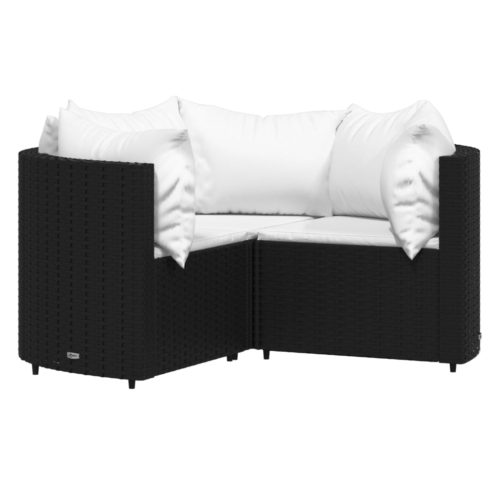 Set Divani da Giardino 4 pz con Cuscini Nero in Polyrattan | homemem39