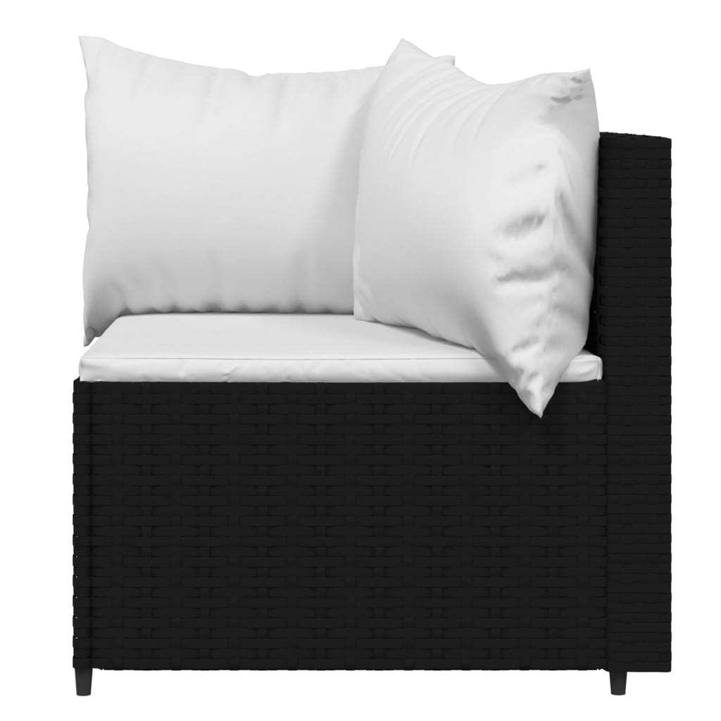 Set Divani da Giardino 4 pz con Cuscini Nero in Polyrattan | homemem39