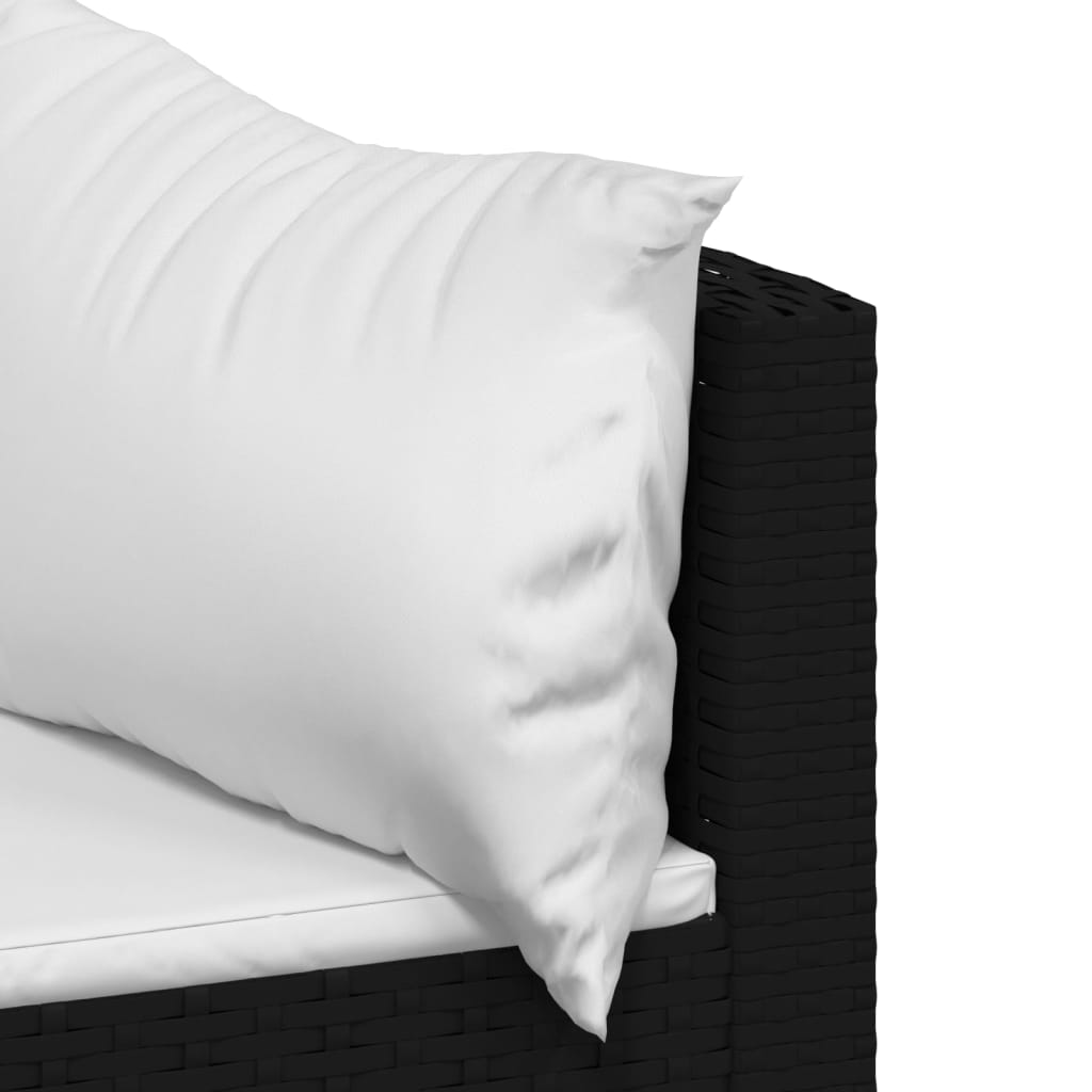 Set Divani da Giardino 4 pz con Cuscini Nero in Polyrattan | homemem39