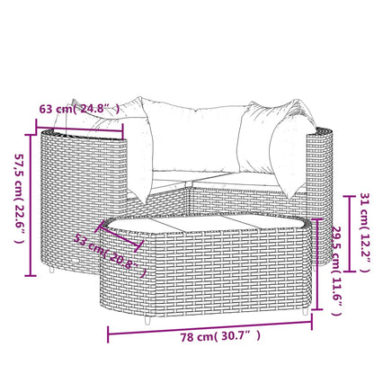 Set Divani da Giardino 4 pz con Cuscini Nero in Polyrattan | homemem39
