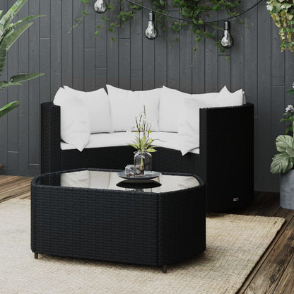 Set Divani da Giardino 4 pz con Cuscini Nero in Polyrattan | homemem39