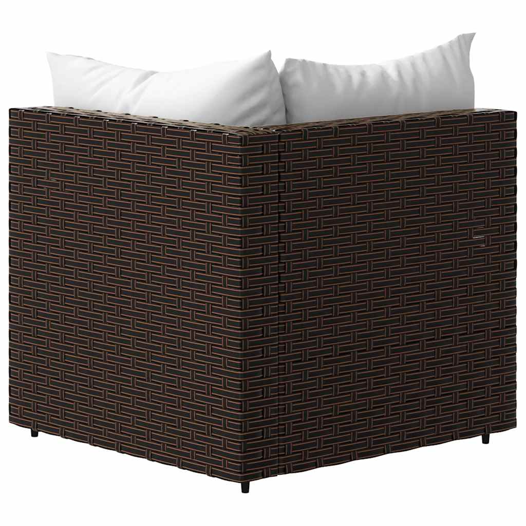 Divani Angolari da Giardino con Cuscini 2pz Polyrattan Marrone