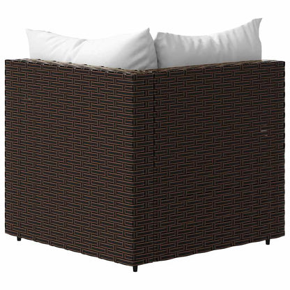 Divani Angolari da Giardino con Cuscini 2pz Polyrattan Marrone