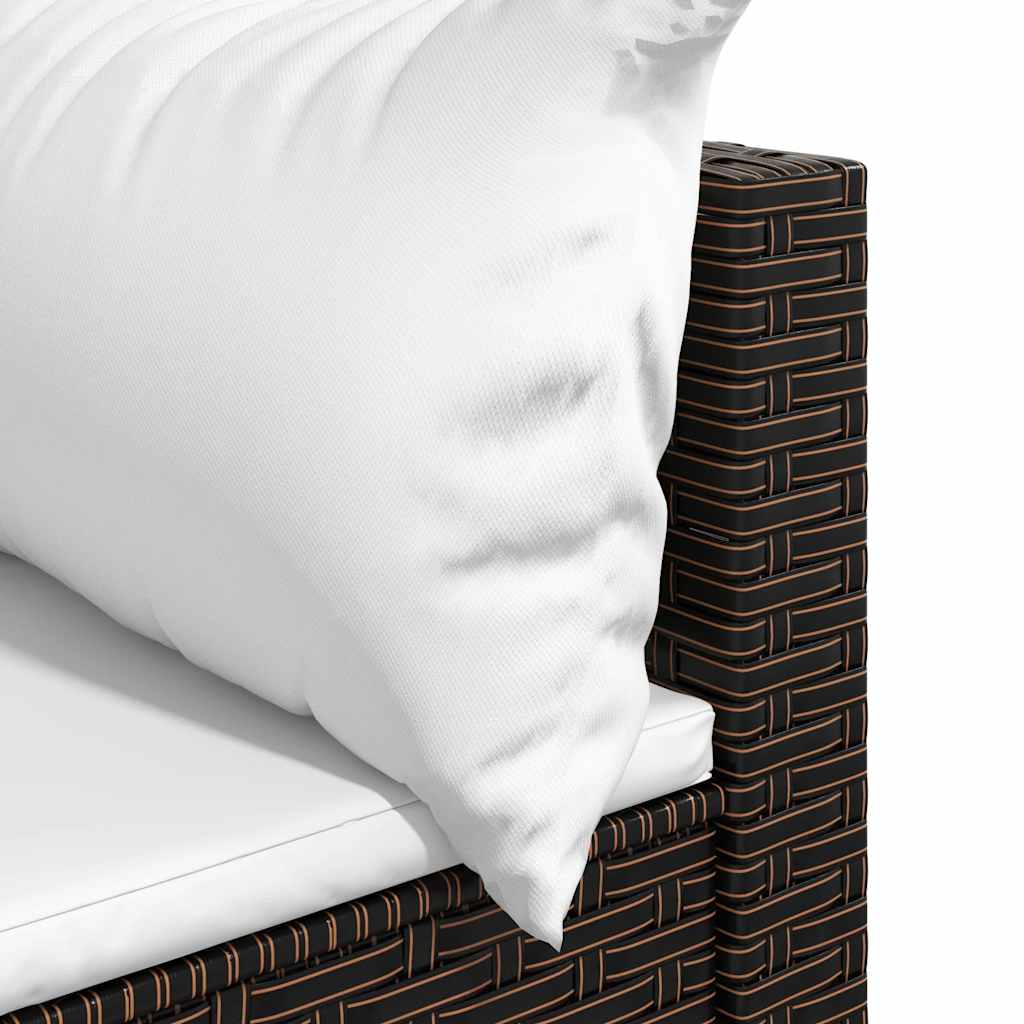 Divani Angolari da Giardino con Cuscini 2pz Polyrattan Marrone - homemem39