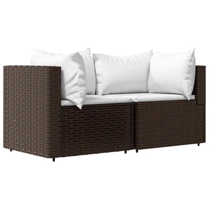 Set Mobili da Giardino 3 pz con Cuscini in Polyrattan Marrone - homemem39