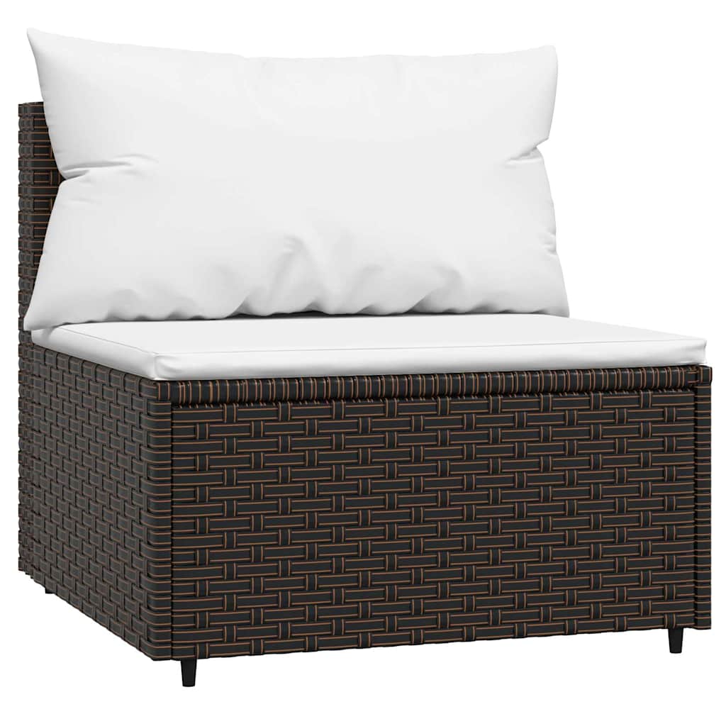 Set Mobili da Giardino 3 pz con Cuscini in Polyrattan Marrone | homemem39