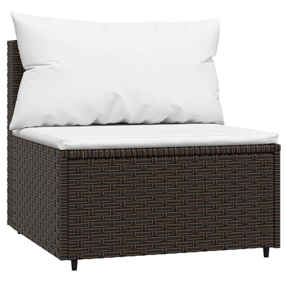 Set Mobili da Giardino 3 pz con Cuscini in Polyrattan Marrone | homemem39