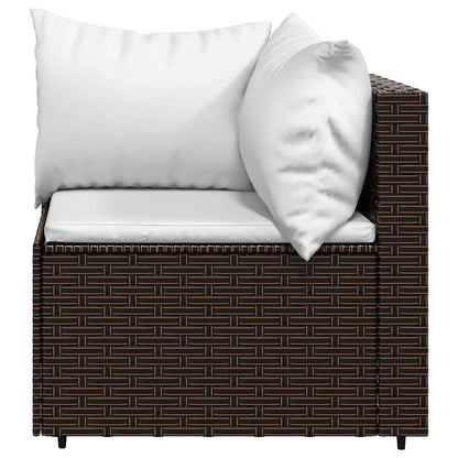 Set Mobili da Giardino 3 pz con Cuscini in Polyrattan Marrone | homemem39