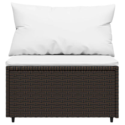 Set Mobili da Giardino 4 pz con Cuscini in Polyrattan Marrone | homemem39