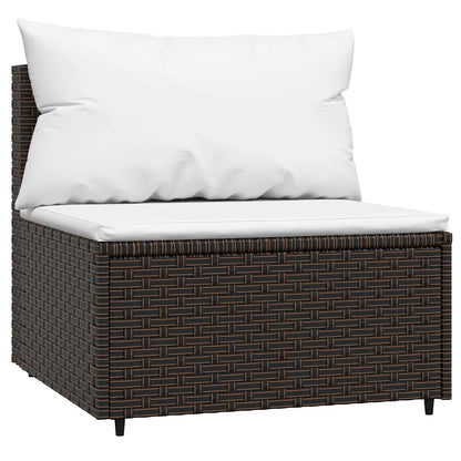 Divano Centrale da Giardino con Cuscini in Polyrattan Marrone - homemem39
