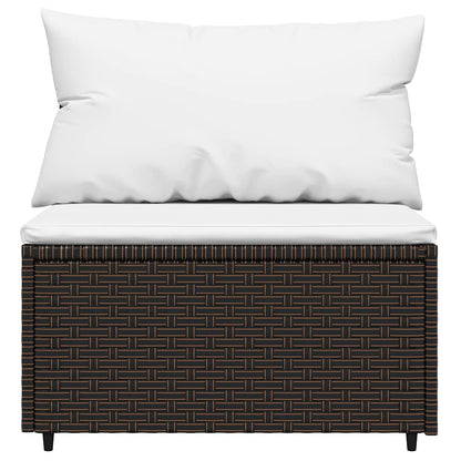 Divano Centrale da Giardino con Cuscini in Polyrattan Marrone - homemem39