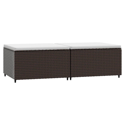 Poggiapiedi da Giardino con Cuscini 2 pz in Polyrattan Marrone - homemem39