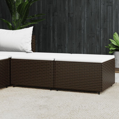 Poggiapiedi da Giardino con Cuscini 2 pz in Polyrattan Marrone - homemem39