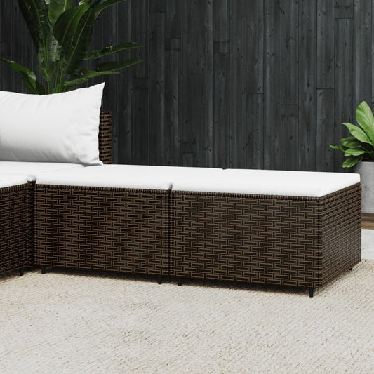 Poggiapiedi da Giardino con Cuscini 2 pz in Polyrattan Marrone - homemem39