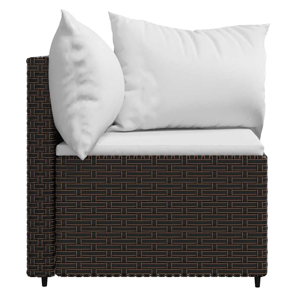 Divani Angolari da Giardino con Cuscini 2pz Polyrattan Marrone