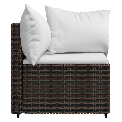 Divani Angolari da Giardino con Cuscini 2pz Polyrattan Marrone - homemem39