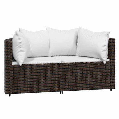 Set Mobili da Giardino 3 pz con Cuscini in Polyrattan Marrone | homemem39
