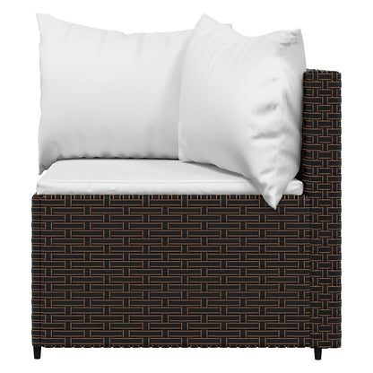 Set Mobili da Giardino 3 pz con Cuscini in Polyrattan Marrone | homemem39