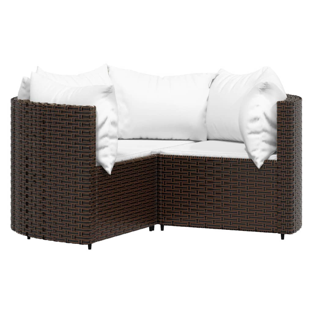 Set Mobili da Giardino 4 pz con Cuscini in Polyrattan Marrone | homemem39