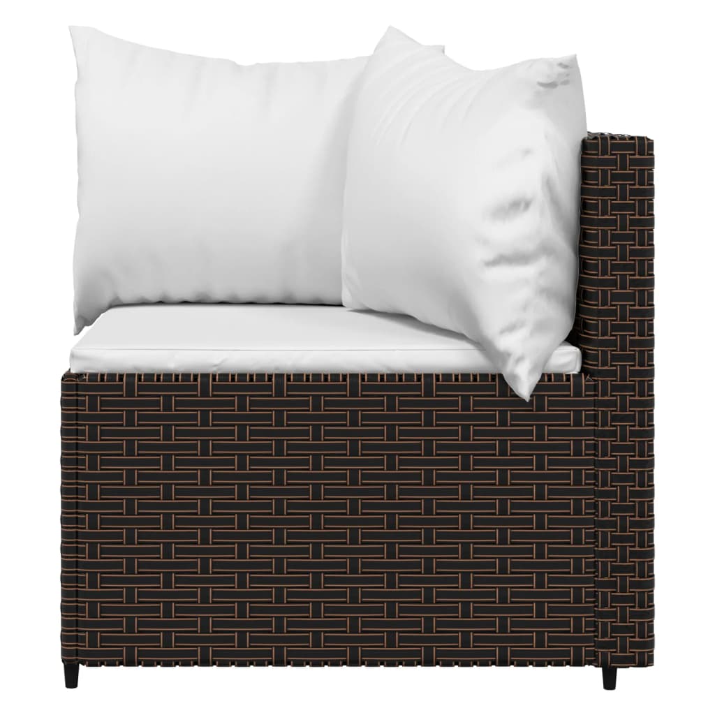 Set Mobili da Giardino 4 pz con Cuscini in Polyrattan Marrone | homemem39