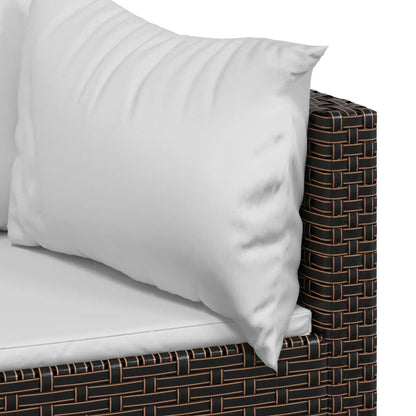 Set Mobili da Giardino 4 pz con Cuscini in Polyrattan Marrone | homemem39