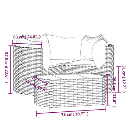 Set Mobili da Giardino 4 pz con Cuscini in Polyrattan Marrone | homemem39