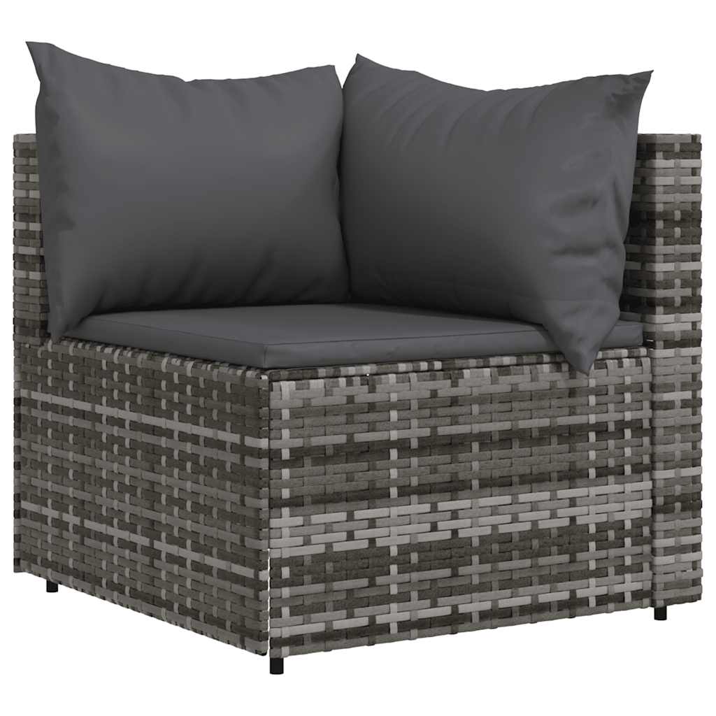 Divani Angolari da Giardino con Cuscini 2pz Polyrattan Grigio - homemem39