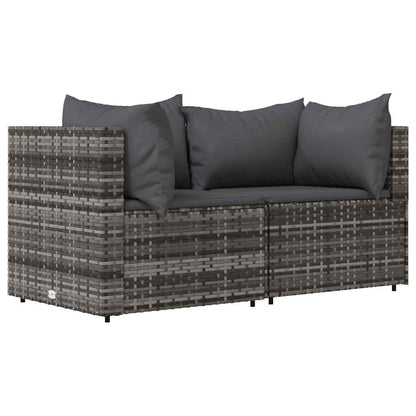Set Divani da Giardino 3 pz con Cuscini in Polyrattan Grigio - homemem39
