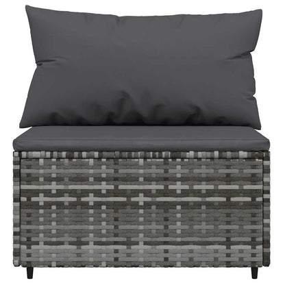 Divano Centrale da Giardino con Cuscini in Polyrattan Grigio | homemem39