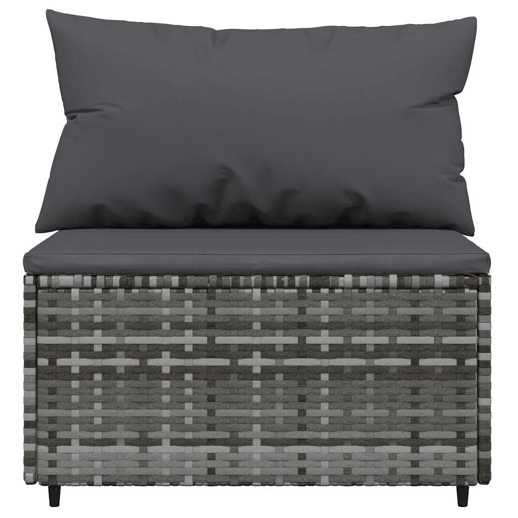 Divano Centrale da Giardino con Cuscini in Polyrattan Grigio - homemem39