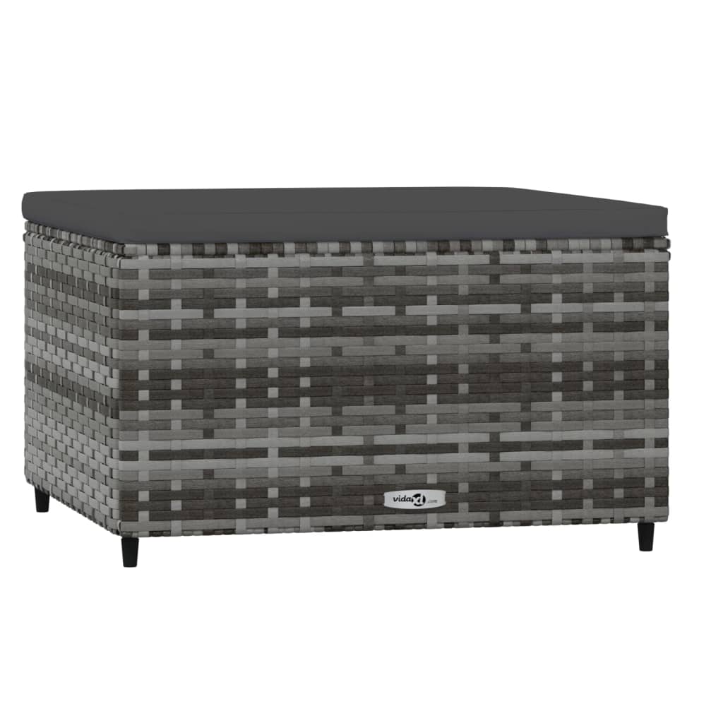 Poggiapiedi da Giardino con Cuscino in Polyrattan Grigio - homemem39