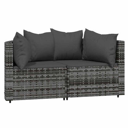 Set Divani da Giardino 3 pz con Cuscini in Polyrattan Grigio - homemem39