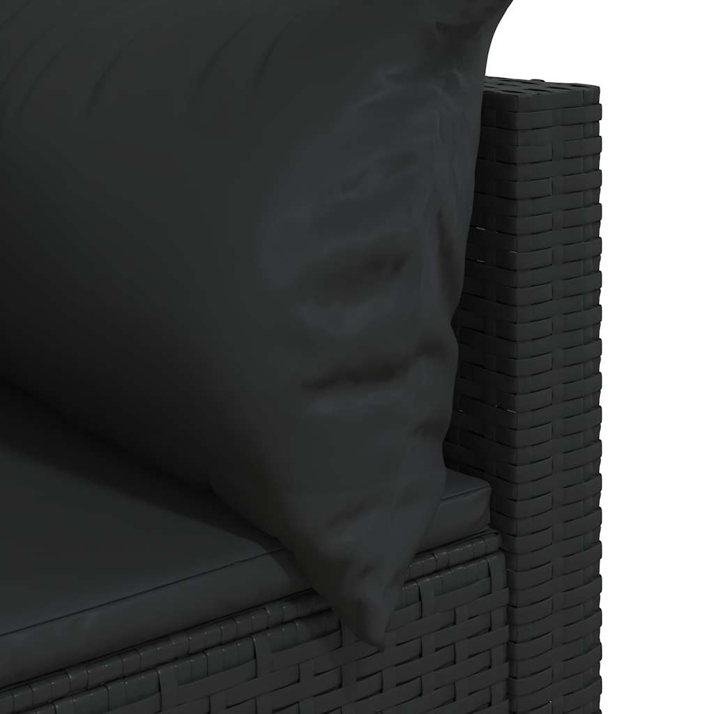 Divani Angolari da Giardino con Cuscini 2pz in Polyrattan Nero - homemem39